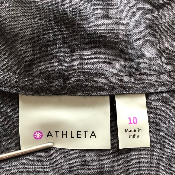 Athleta Daydream Flint Skirt Gray 100% Linen Semi Fitted Casual Flair SZ 10 - Picture 7 of 10
